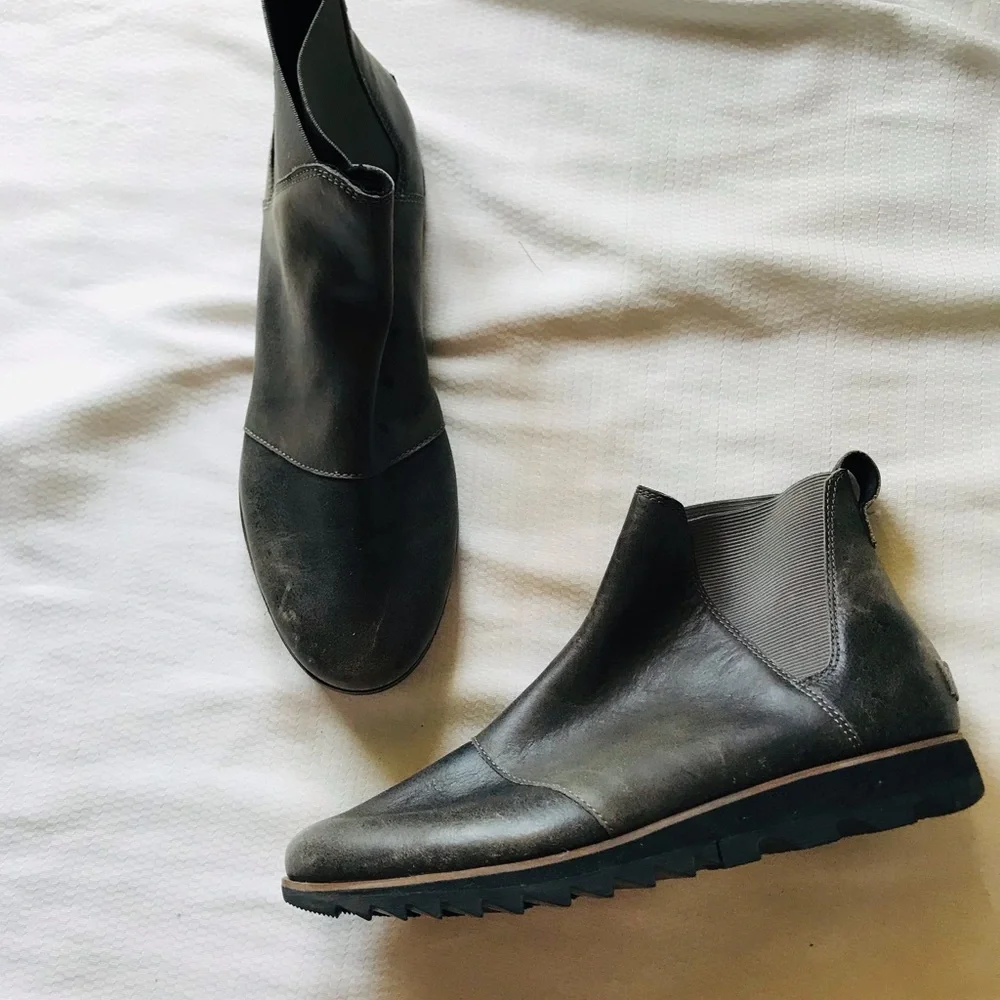 Sorel Gray Leather Ankle Boots - Picture 5 of 14
